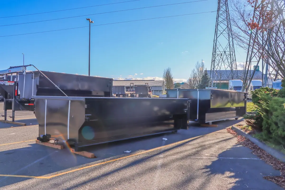 Roll-off dumpster ready for waste disposal at job site for 4 Yard Dumpster Rental in Seven Hills